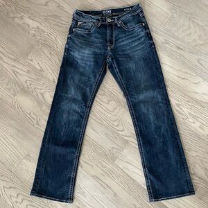 Salvage Indigo Blue Bootcut Jeans with Vintage Fading 31R
